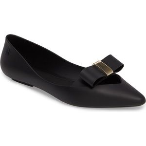 Melissa Maisie II Bow Pointy Toe Flat 8 US Black